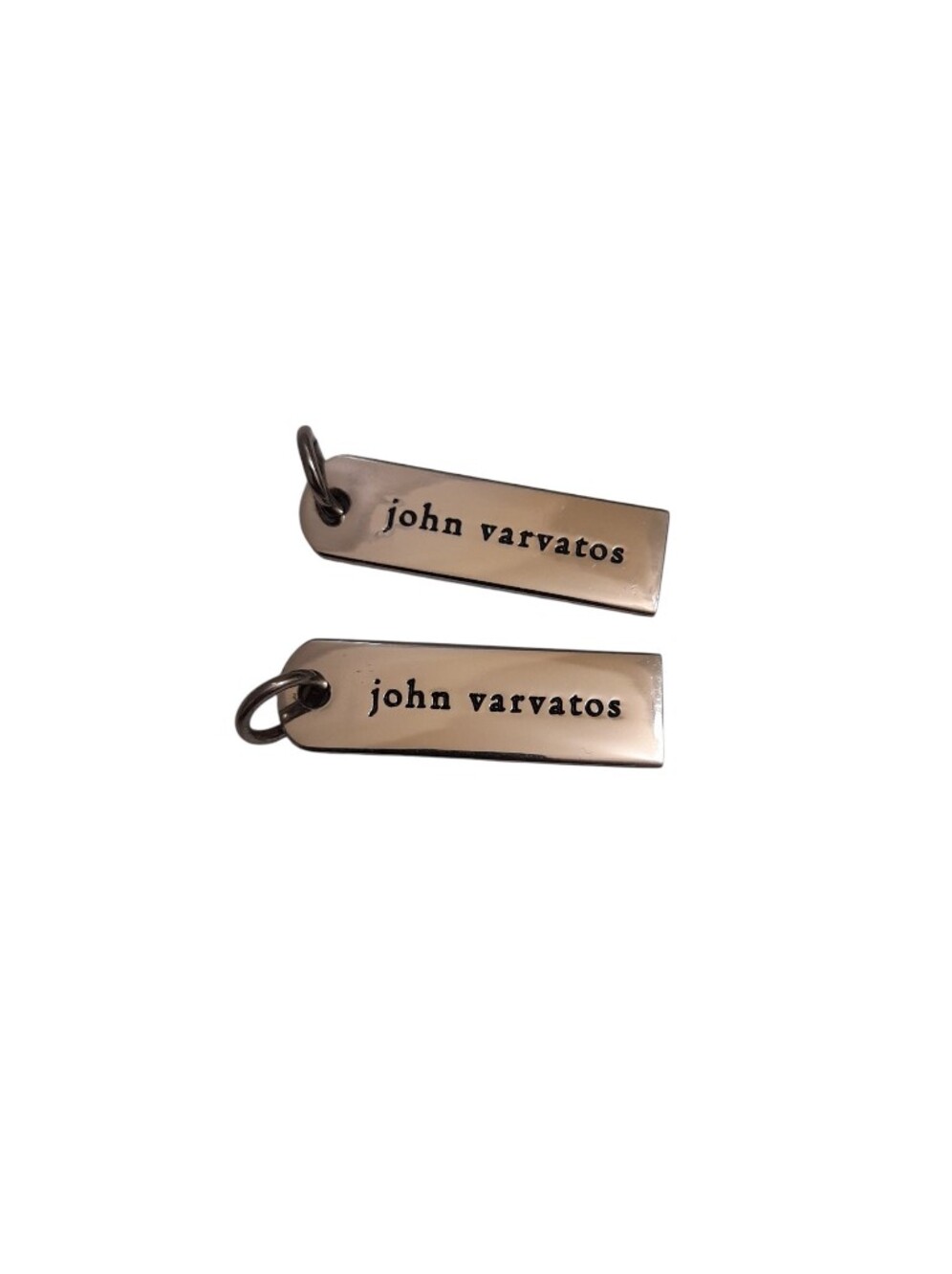 John Varvatos Silver Tone  Logo Zipper Pulls